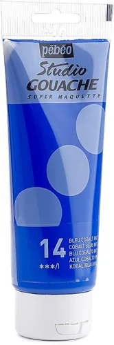 Vista 11 de Pebeo Studio Gouache - Pintura fluida - 3.4 fl oz - Azul cobalto - Fórmula mate de terciopelo - Para pintura acrílica e ilustración - Suministros