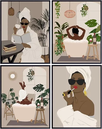 Vista 8 de Black Culture - Accesorios de baño grandes de 11 x 14 pulgadas, arte de pared de mujeres afroamericanas negras, decoración de pared afro, obra