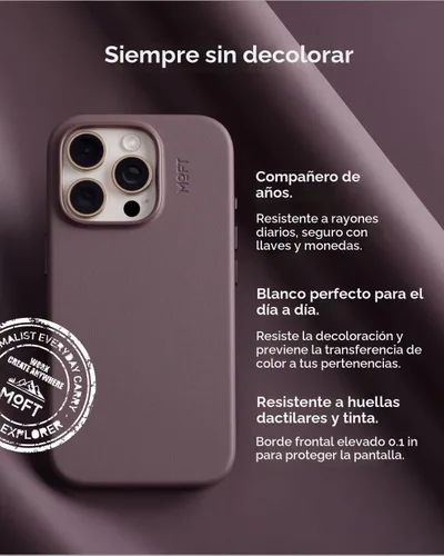 Vista 8 de MOFT Snap Case MOVAS™ para iPhone 16 Pro Max, compatible con MagSafe, funda magnética de cuero vegano premium con sensación suave, color duradero