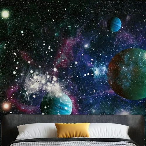 Vista 27 de NWT Calcomanía removible para pared, diseño de nube galáctica, estrella, nebulosa, fantasía, ciencia ficción, astronomía y arte espacial, arte