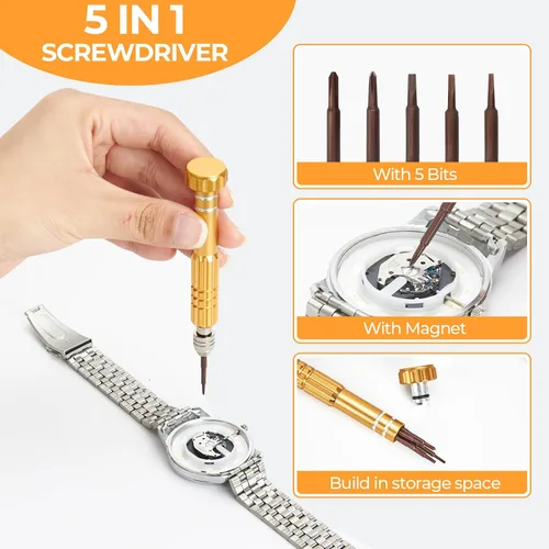 Vista 21 de Ohuhu - Kit de reparación de reloj, 192 piezas mejoradas de alta resistencia para extracción de eslabones de reloj, kit de herramientas de repuesto