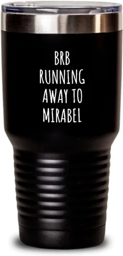 Vista 7 de Brb Running Away To Mirabel, vaso divertido regalo para viajeros, hombres y mujeres, amantes de la ciudad, idea de regalo, cita, broma mordaza, taza