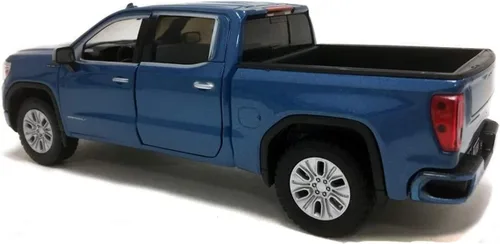 Vista 2 de Motormax 2019 GMC Sierra 1500 Denali Crew Cab Pickup Truck Metallic Blue 1/24-1/27 Modelo de coche fundido a presión 79362, juguetes para niños