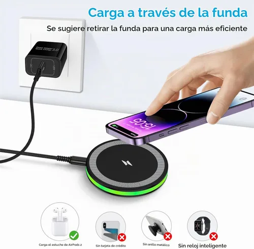 Vista 7 de Cargador inalámbrico de carga rápida, estación de carga Android, cargador de teléfono inalámbrico para Android Samsung Galaxy S25 Ultra S25 Plus S25