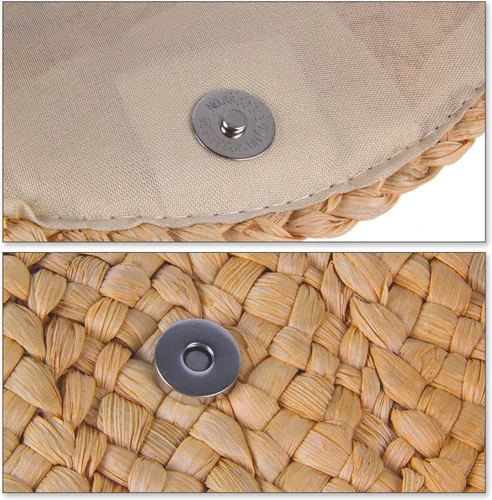 Vista 6 de Freie Liebe Bolsos de mano de paja para mujer, bolsos de playa de verano, bolsos de mano tejidos tipo sobre Beige