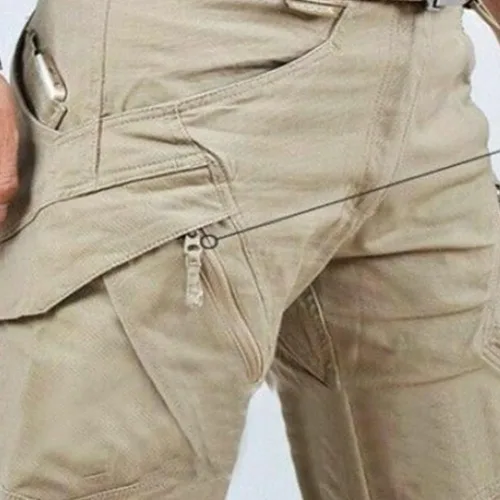 Vista 2 de Pantalones de senderismo para hombre, pantalones deportivos casuales con múltiples bolsillos, pantalones de trabajo a la moda, para exteriores