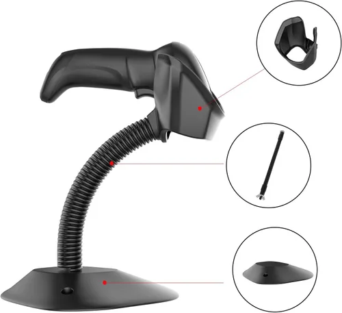 Vista 5 de Symcode Soporte universal para escáner de código de barras manos libres, escáner de código de barras, soporte de cuna, ángulo base y cabeza