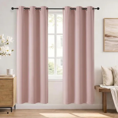 Vista 118 de Simplebrand Cortinas blancas puras de 96 pulgadas de largo para oscurecer la habitación, juego de 2 paneles para dormitorio/sala de estar, bloqueo