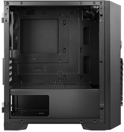 Vista 7 de Antec Dark Phantom Series DP31 Mini-Tower M-ATX - Estuche para juegos, tomas de aire en forma de garra, tira ARGB, panel lateral magnético de vidrio