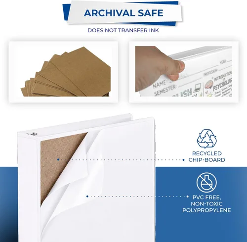 Vista 5 de Samsill (MP128557) - Carpeta de 3 anillos redondos de 1.5 pulgadas, fabricada en los EE. UU., con cubierta transparente personalizable para Blanco
