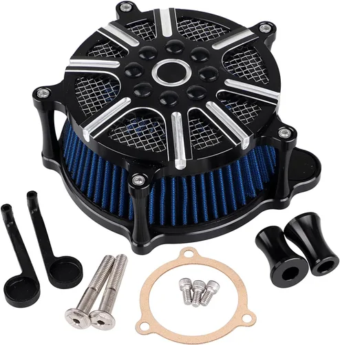 Vista 9 de Kit de sistema de filtro de admisión azul para Harley Touring Street Glide Road Glide 2008-2016, Trike 2008-2016, Softail 2016-2017
