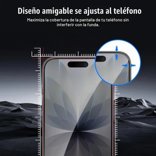 Vista 6 de Paquete de 2+2 protectores de pantalla de privacidad para iPhone 17 con protector de lente de cámara, película de protección de vidrio templado