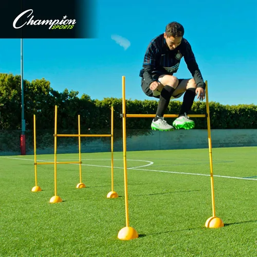 Vista 7 de Champion Sports Agility Training Pole & Hurdle Sets – Speed, Footwork & Coordination Drills, Indoor/Outdoor PVC Poles
