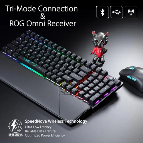 Vista 4 de ASUS ROG Strix Scope II 96 Teclado inalámbrico para juegos y ratón inalámbrico ROG Harpe Gaming