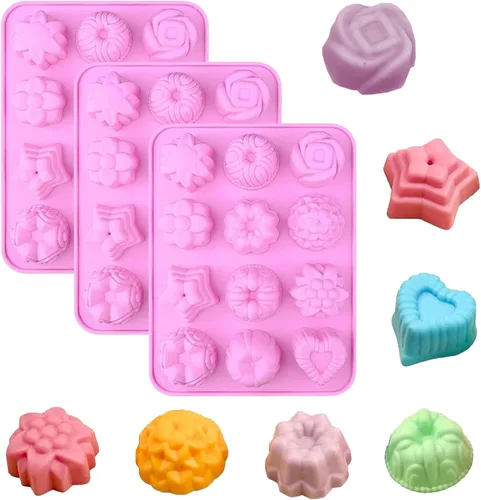 Vista 7 de Moldes de jabón de silicona, moldes de jabón con diferentes cavidades y formas, perfectos para hacer jabón, pasteles caseros, chocolates, postres