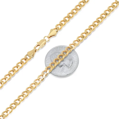 Vista 2 de The Bling Factory 4.9mm 14k Yellow Gold Plated Flat Cuban Link Curb Chain Necklace