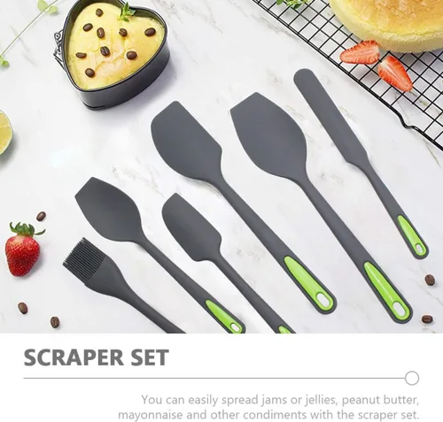 Vista 2 de Silicone Baking Spatulas Dual-color Cake Cream Scrapers Heat Resistant Design Mixing Tools for Kitchen Reusable Non-stick Silicone Baking Utensils