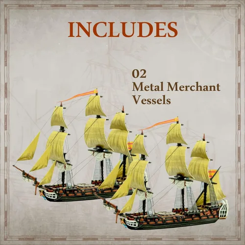 Vista 2 de Wargames Delivered - Black Seas The Age of Sail Merchant Buques incluye 2 recipientes de resina y metal - Juego de mesa de acorazado por Warlord