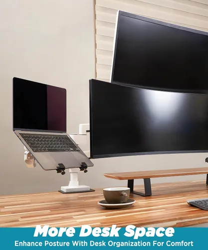 Vista 3 de ULTRARM Bandeja de acero para portátil para monitor y brazo de escritorio, compatible con VESA 75/100, agujeros de montaje de 29 libras de capacidad