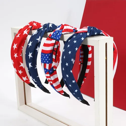 Vista 6 de Diademas con la bandera estadounidense para mujeres y niñas, Día de la Independencia, 4 de julio, diademas patrióticas de Estados Unidos