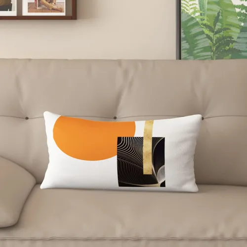 Vista 17 de Funda de almohada decorativa para sofá de sala de estar, patrón impreso de doble cara, funda de cojín naranja geométrica abstracta estilo nórdico