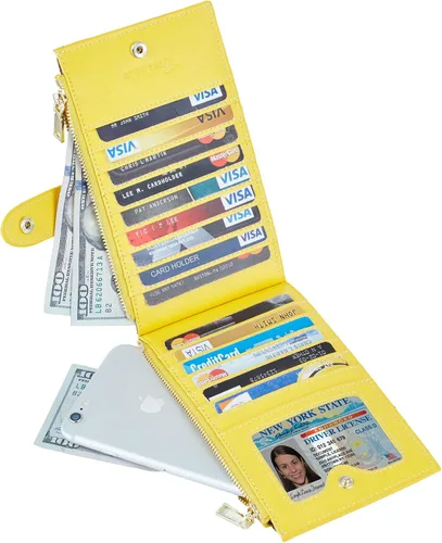 Vista 2 de Travelambo RFID Billetera de mujer con varios compartimientos para varias tarjetas con bolsillo con cierre, talla única