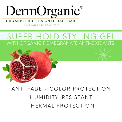 Vista 3 de DermOrganic Gel de peinado Super Hold para cabello con extracto antidecoloración de granada, sin alcohol, 8 onzas líquidas