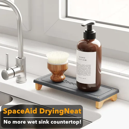 Vista 2 de SpaceAid DryingNeat - Organizador de fregadero, organizador de fregadero de secado instantáneo, dispensador de esponja de jabón de cocina, estante