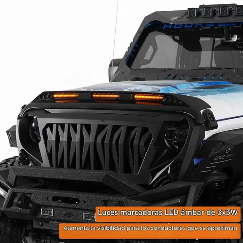 Vista 4 de Hooke Road Protector de capó para Jeep Wrangler JL y Gladiator JT 2018-2024