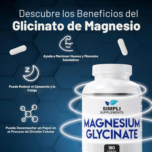 Vista 5 de Glicinato de Magnesio 400mg por Porción – Alta Absorción – Suave para el Estómago – Apoya el Sueño, la Relajación, los Músculos, Huesos y Salud