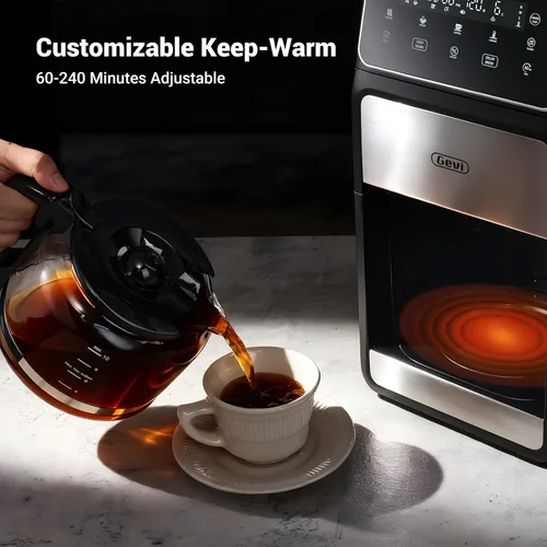 Vista 4 de Gevi Cafetera de Goteo de 10 Tazas con Molinillo Integrado, Máquina de Café Combinada Moler y Preparar con Molinillo de Rebabas con Pantalla Táctil