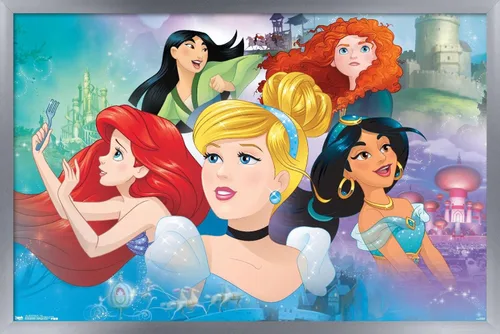 Vista 17 de Trends International Disney Princess - Póster de pared de Gaze, 14.72 x 22.37 pulgadas, versión enmarcada de madera de granero
