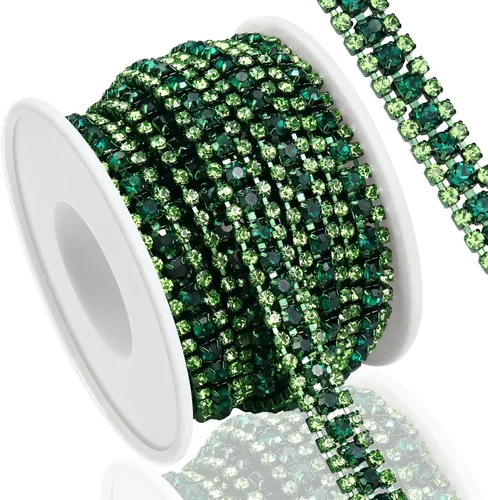 Vista 35 de Cadena de diamantes de imitación de 3 yardas con 3 filas para manualidades, cadena de cierre de diamantes de imitación plateada para hacer joyas
