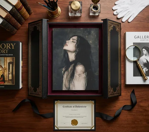 Vista 7 de XLYFVLGF Arte de Pared en Lienzo Melancólico Oscuro Libresco, decoración de pared preppy oscura, pintura de mujer gótica victoriana, obra de arte