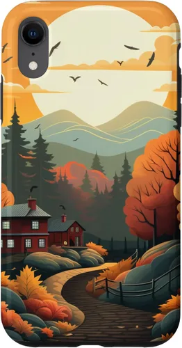 Vista 25 de Otoño hojas puesta de sol en montaña pino bosque otoño vibe caso para iPhone 16