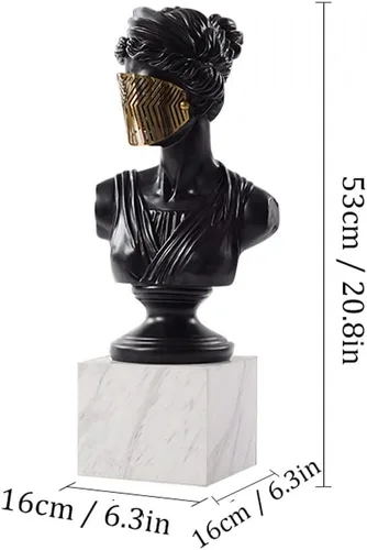 Vista 2 de Estatua china de feng shui, escultura moderna de arte enmascarado, escultura, adornos para el hogar, sala de estar, estudio, escritorio, resina