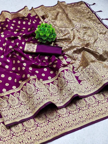 Vista 3 de Nivah Fashion Kanjivaram Banarasi Art - Sari de seda para mujer con blusa sin costuras
