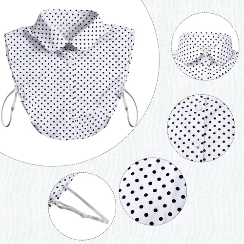 Vista 3 de SATINIOR Blusa de media camisa con cuello falso desmontable para mujer