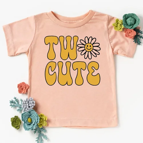 Vista 3 de Camisa de cumpleaños con dos lindas margaritas para bebés y niñas pequeñas para regalo de fiesta de cumpleaños