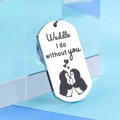 Vista 4 de Divertidos regalos de pingüino, llavero de San Valentín para mujeres, hombres, novio, novia, regalo para marido, esposa, cumpleaños, boda