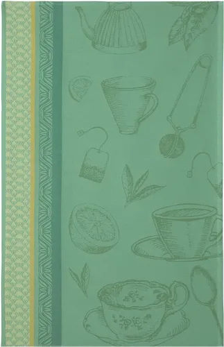 Vista 5 de Coucke Toalla jacquard de algodón francés, té instantáneo, 20 pulgadas por 30 pulgadas, verde, 100% algodón