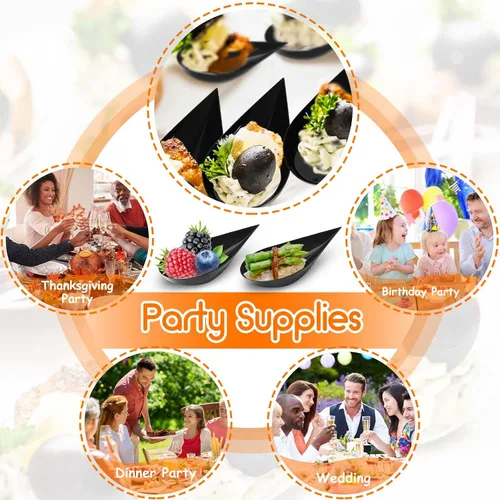Vista 7 de Tessco for you 800 cucharas desechables de aperitivo de 4 pulgadas, mini platos de plástico para aperitivos, pequeños vasos de catering para postres