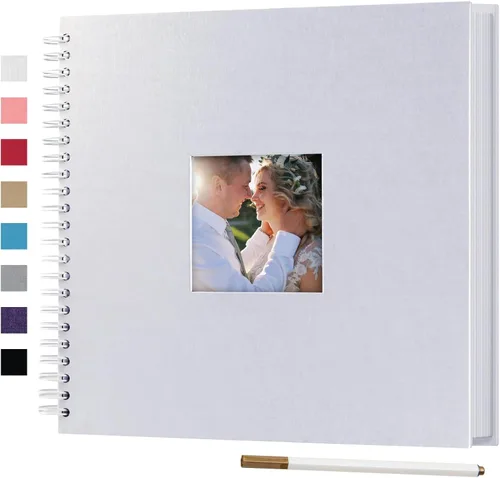 Vista 27 de Álbum de fotos pequeño DIY para manualidades de 8 x 8 pulgadas con foto de portada, 80 páginas, tapa dura, papel para manualidades, álbum de fotos