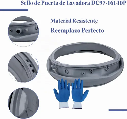 Vista 2 de DC97-16140P Junta de puerta de lavadora de reemplazo para Samsung Junta de puerta de carga frontal de goma Junta de sello de maletero DC97-19755A