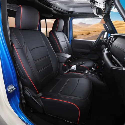 Vista 8 de Fundas de asiento para Jeep Gladiator, piel sintética de alta calidad, impermeable, resistente a los arañazos, ajuste personalizado para Jeep