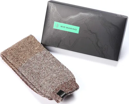 Vista 2 de Marino - Calentadores de piernas largas para mujer, calcetines de invierno de punto alto hasta la rodilla, cerrados en una elegante caja de regalo