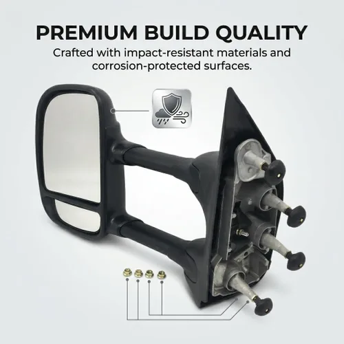 Vista 2 de PartsFlow Espejo manual izquierdo para puerta lateral del conductor para Ford E-350 Super Duty 2002-2016/E-150/E-250/Econoline Van/Econoline/E-150