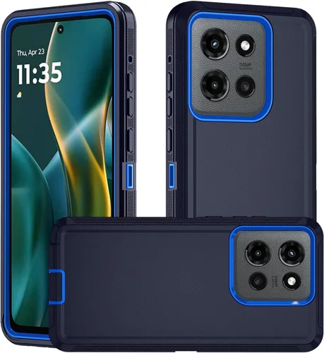 Vista 12 de Funda para Motorola Moto Edge 5G 2025, funda de teléfono resistente a prueba de golpes resistente protectora, 3 en 1 cubierta de parachoques (negro)