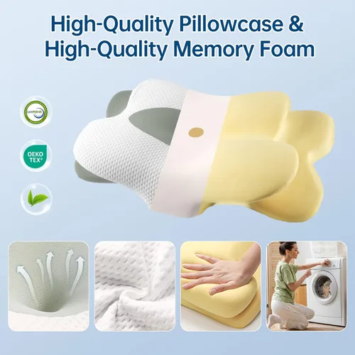 Vista 6 de Almohada cervical cervical para dormir, almohada ergonómica para dormir de lado para soporte de cuello, almohadas de espuma viscoelástica de alta