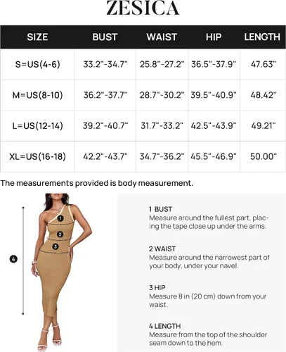 Vista 6 de ZESICA Vestido midi ajustado de verano con un hombro descubierto para mujer, casual, sin mangas, de punto acanalado, con abertura lateral